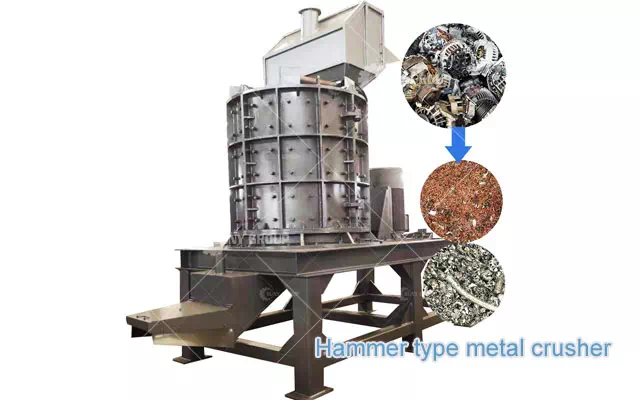 Hammer type metal crusher