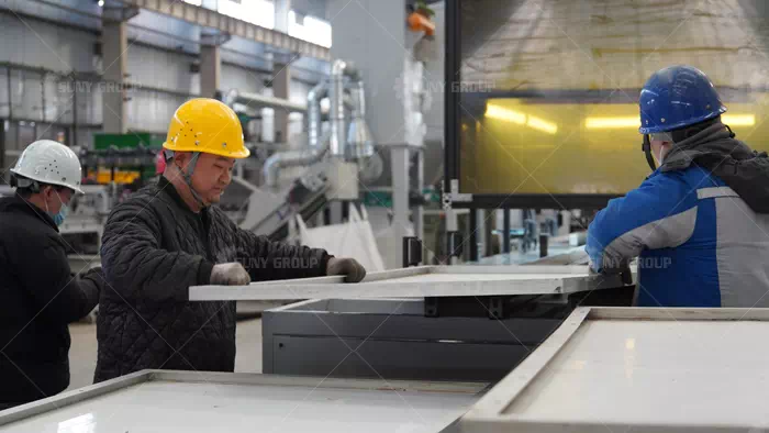 Italian customers visit to inspect solar panel recycling production line