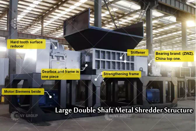 Large Double Shaft Metal Shredder Structure