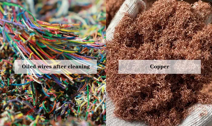 Oiled waste wire recycling