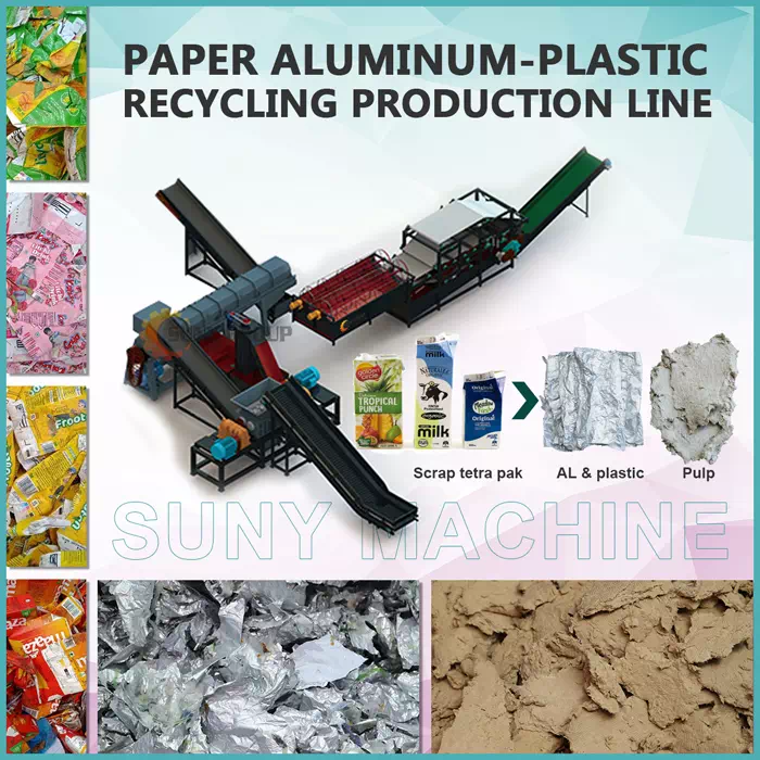 Paper-plastic separation and recycling production line