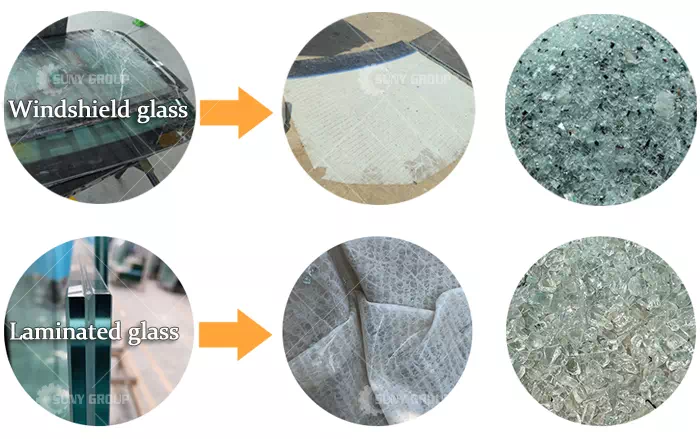 Before and after Windshield or Laminated Glass Recycling Before and after Windshield or Laminated Glass Recycling