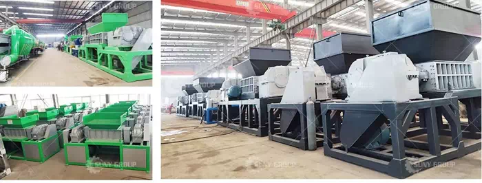 Different models of double shaft shredders