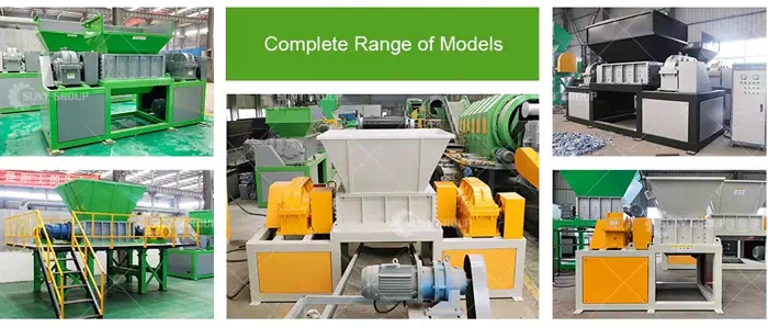 Different models of double shaft shredders