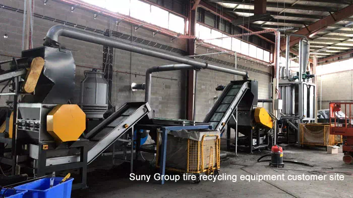 suny group tire recycling equipment customer site